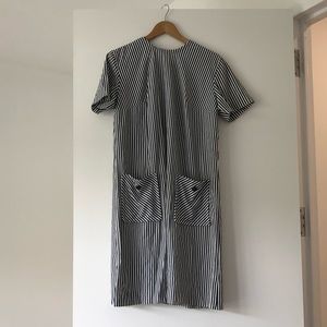 Vintage striped knee length dress with pockets